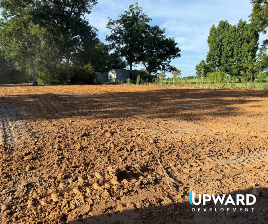 Finished house pad graded and compacted on a Louisiana build site